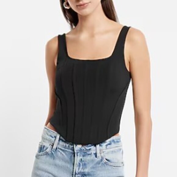 Express Tops - NWT Black Body Contour High Compression Corset Cropped Tank SZ M